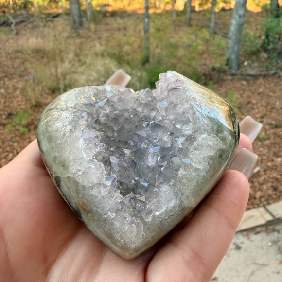 Green Agate Druzy Quartz Heart | Natural Crystal Druzy | Healing Crystal 0032 - Picture 8 of 10